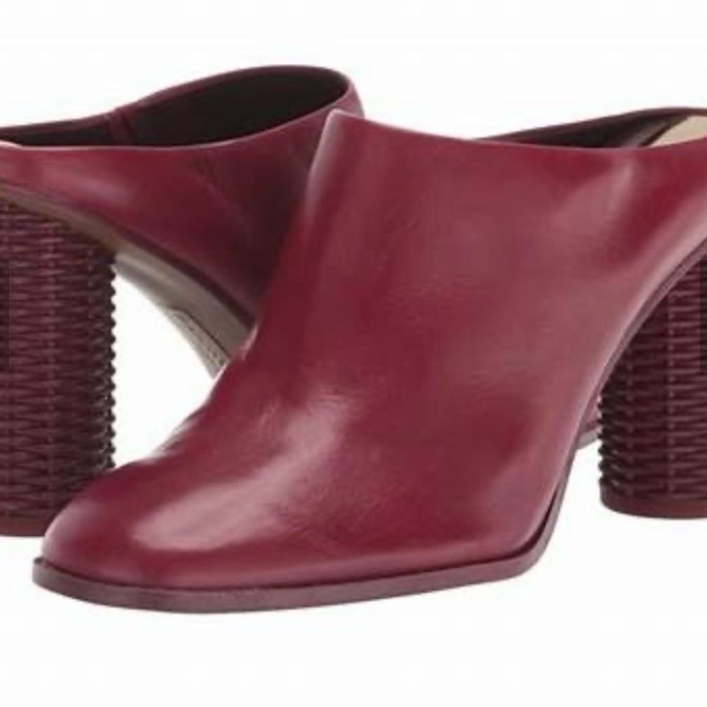 Franco Sarto Cindy Mules Red Leather Slip-On Shoes